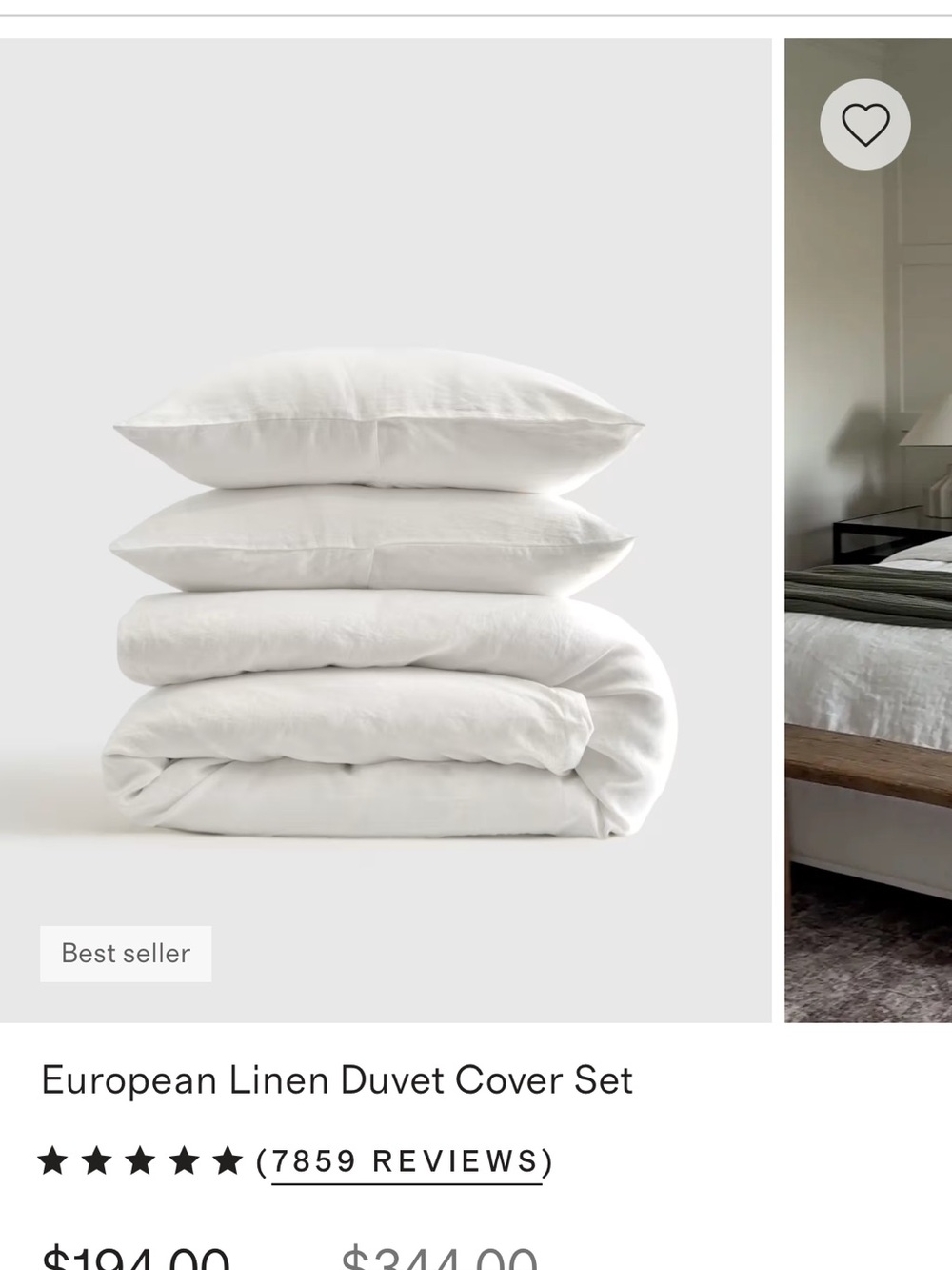 Quince European Linen Duvet Cover Set - White